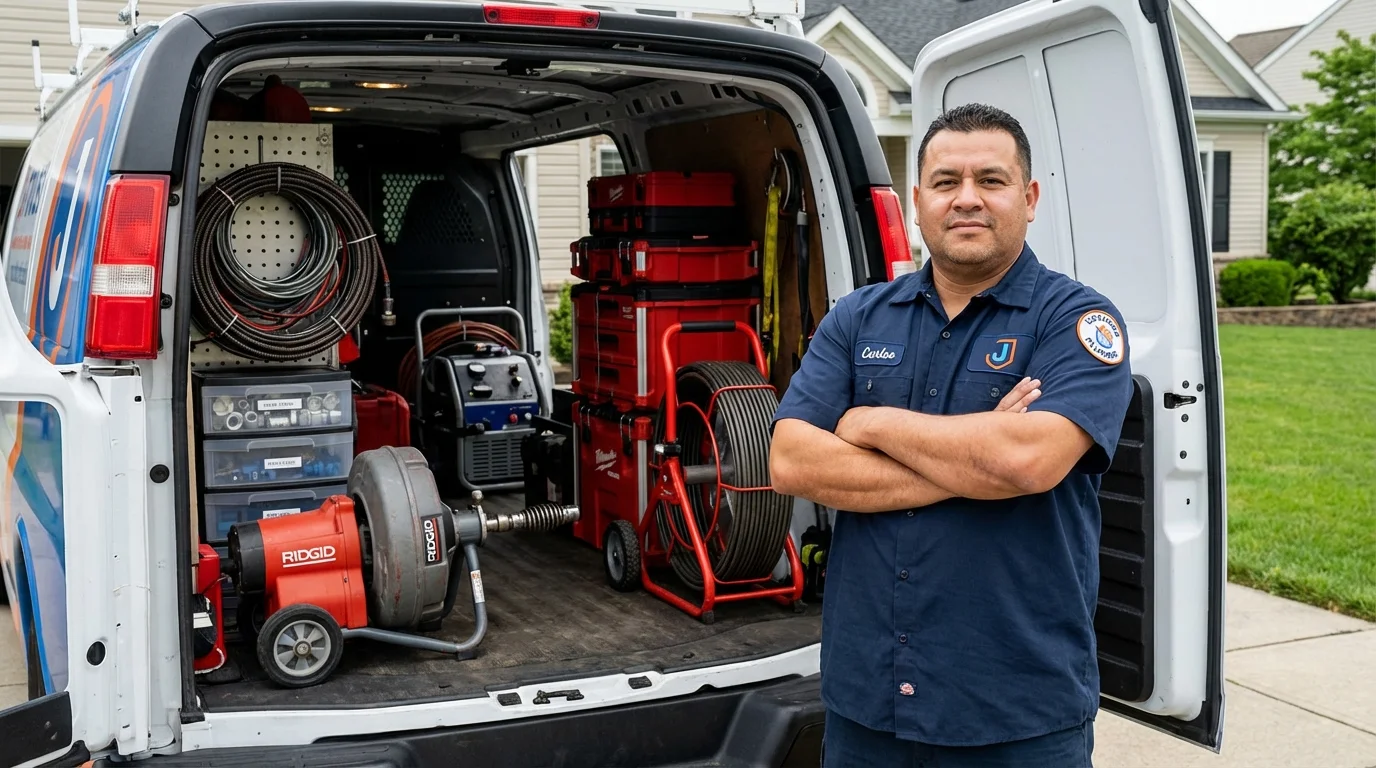 Professional drain cleaning equipment and Johns Plumbing LLC plumber in Osawatomie