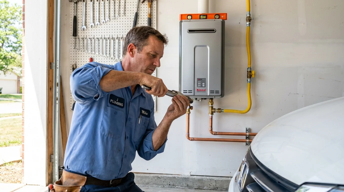 Tankless water heater installation by a Johns Plumbing LLC plumber in Osawatomie